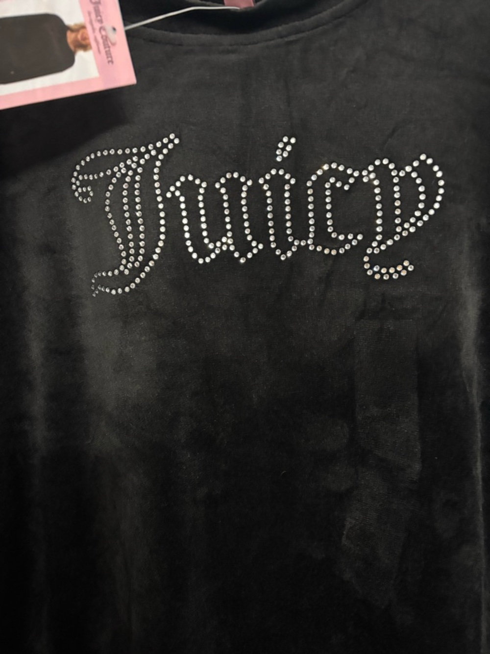 Juicy Couture Black Velour Sweatshirt with Rhinestone Logo -  XXL - Picture 2 of 3